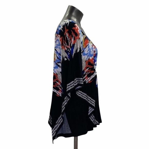 STYLE & Co Multicolor Printed Black Poncho Blouse - Picture 4 of 10